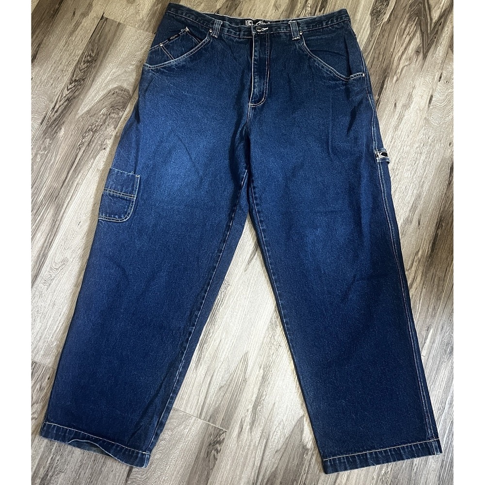 Vintage 90s Karl Kani Jeans Denim Baggy Carpenter Jeans 40x34 Y2K Designer RARE